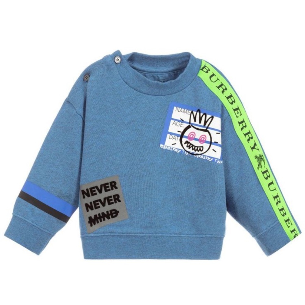 Burberry Kids Blue Graphic 100% Cotton Sweatshirt Size 18 months